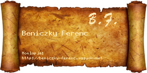 Beniczky Ferenc névjegykártya